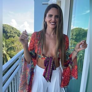 Tie Front Top is made from a sheer chiffon fabrication